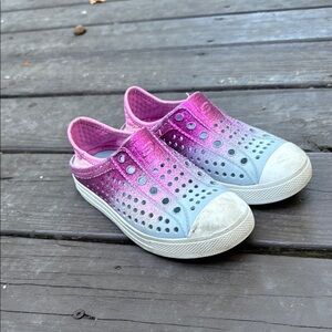 Sketchers blue with pink glitter girls shoes size 1